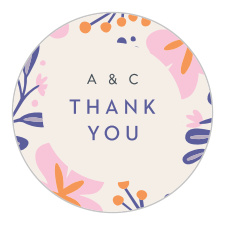 Seal envelopes or gift family and friends with a memento of your special day with our Fluid Florals Wedding Stickers.