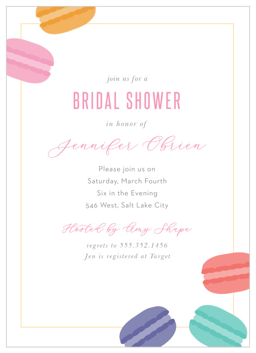 The Macarons Soirée Bridal Shower Invitations has a sweet and creative design that fits perfectly with your fun bridal shower.