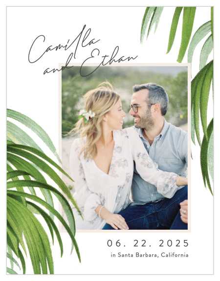 Mark a spot on everyone's calendar with our Painted Palm Save the Date Magnets.