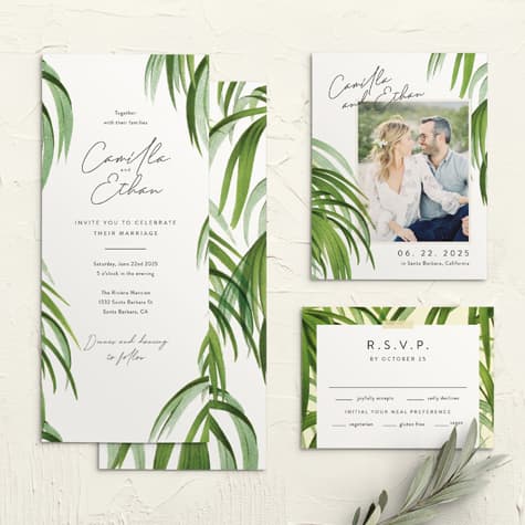 Painted Palm Tea Wedding Invitations