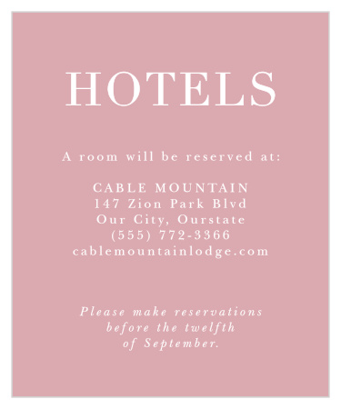 Our Fresh Peonies Accommodation Cards let out-of-town family and friends know where you have booked a block of rooms.