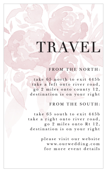 Family and friends will be able to find your wedding venue with ease when you send out our Fresh Peonies Direction Cards.