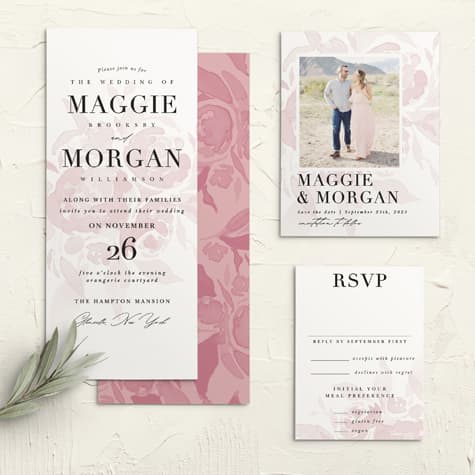 Fresh Peonies Tea Wedding Invitations