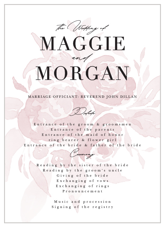 Our Fresh Peonies Wedding Programs will keep family and friends in the loop throughout your ceremony.