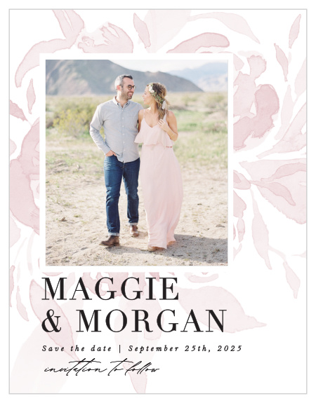 Our Fresh Peonies Save the Date Magnets announce your upcoming wedding to your close friends and family!