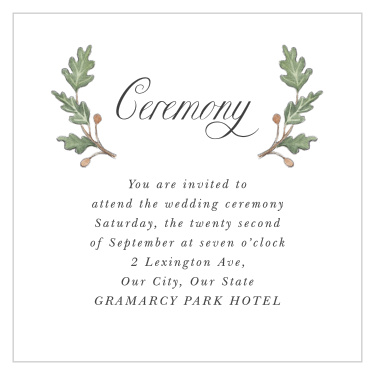 Bring family and friends together for your special day with our Oak Leaves Ceremony Cards.