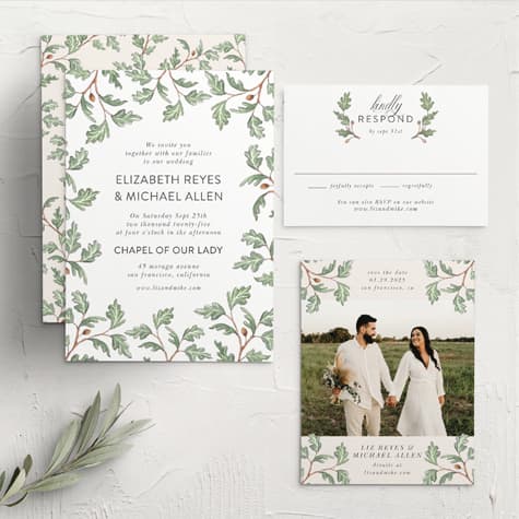 Oak Leaves Wedding Invitations
