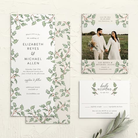 Oak Leaves Tea Wedding Invitations