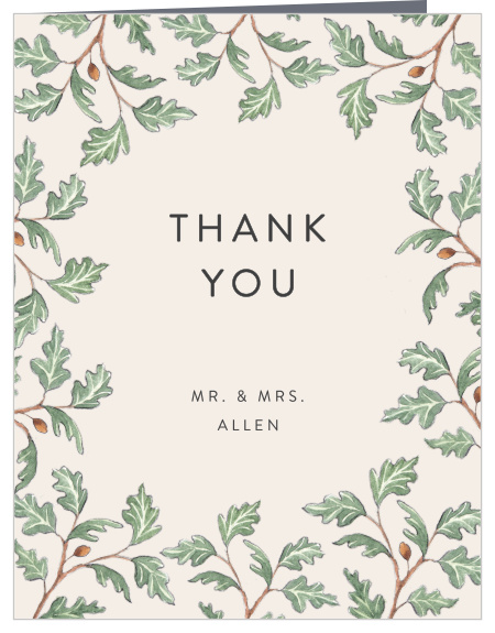 Let family and friends know how much you appreciated their support on your special day with our Oak Leaves Wedding Thank You Cards.