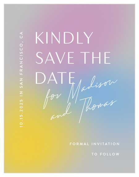 Mark a spot on everyone's calendar with our Love Aura Save the Date Cards.