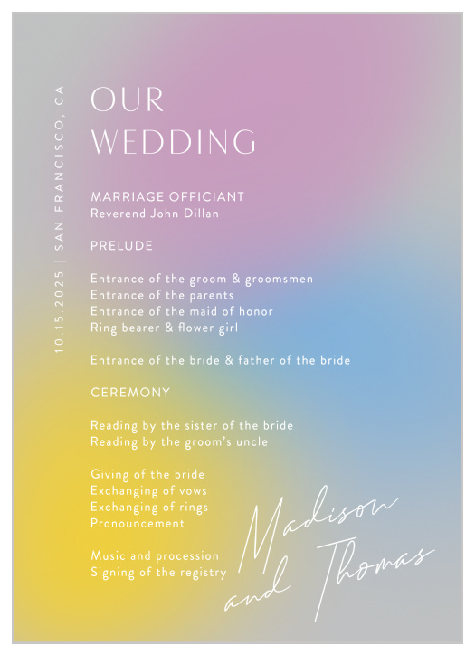 Keep all your guests on the same page with our Love Aura Wedding Programs.