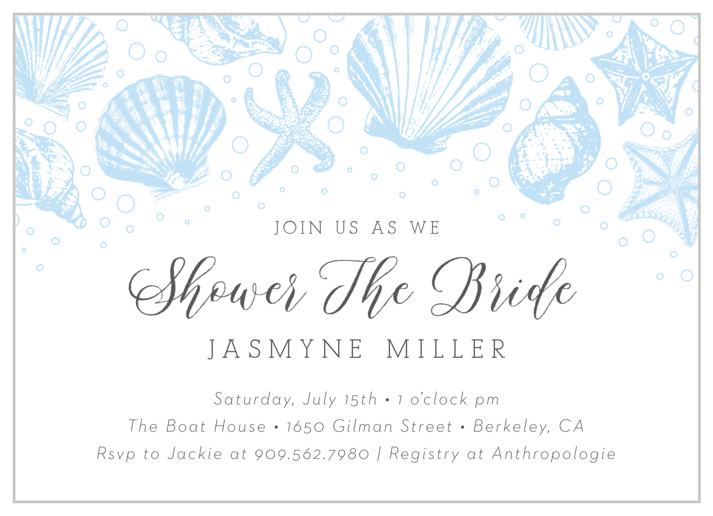 Sea Shell Bridal Shower Invitations