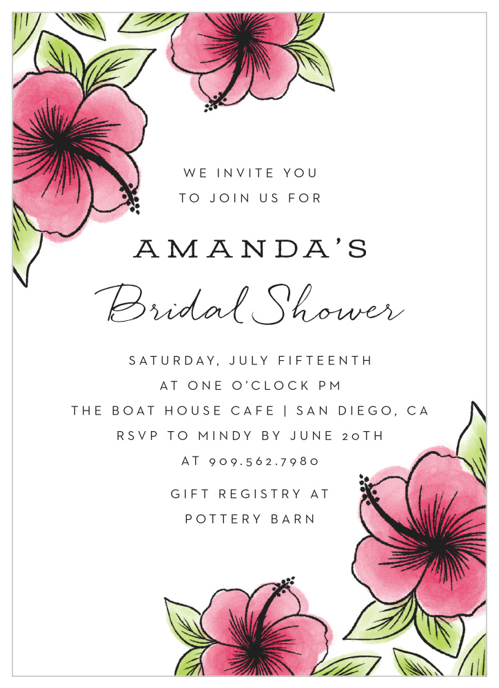 Hawaiian Hibiscus Bridal Shower Invitations