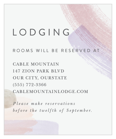 Let family and friends know where you are booking a block of rooms with our Painted Abstract Accommodation Cards.