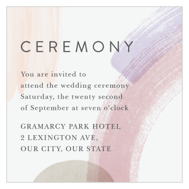 Bring family and friends together for your special day when you send out our Painted Abstract Ceremony Cards.