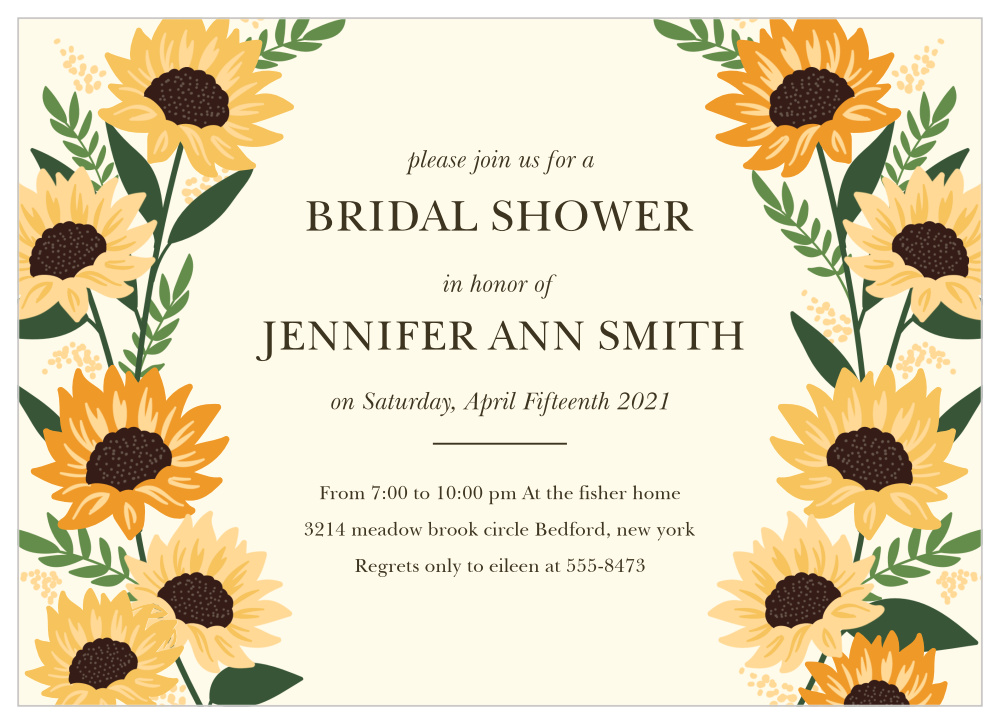 Sunflower Wreath Bridal Shower Invitations