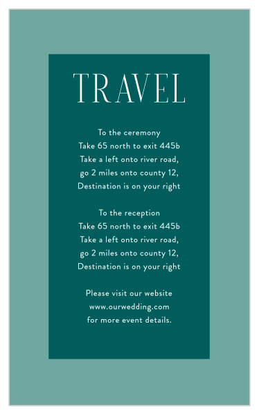 Our Classic Checker Direction Cards are sure to help family and friends easily find your wedding venue.