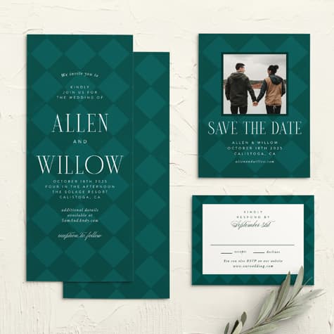 Classic Checker Tea Wedding Invitations