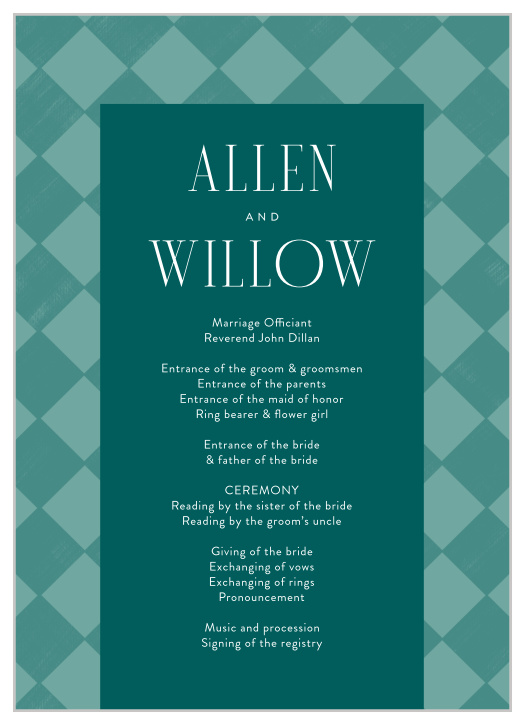 Walk family and friends through every step of your ceremony with our Classic Checker Wedding Programs.