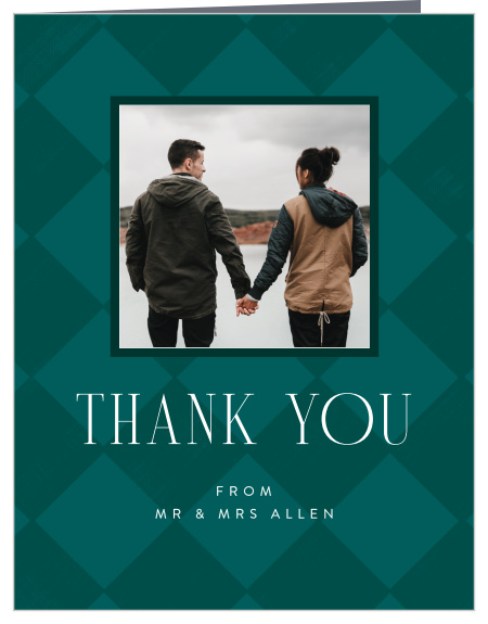 Let family and friends know how much you appreciated their support with our Classic Checker Wedding Thank You Cards.