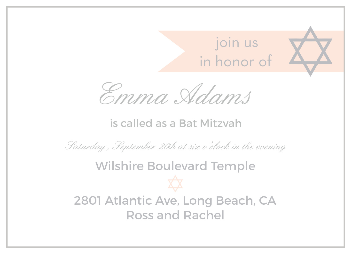 Side Banner Bat Mitzvah Invitations