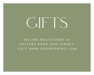 Let family and friends know where you would like your wedding gifts from with our In Alignment Registry Cards.