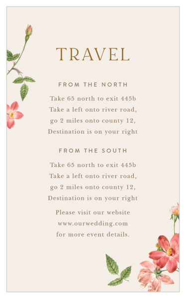 Our Foraged Florals Direction Cards are sure to help family and friends find your wedding venue with ease.