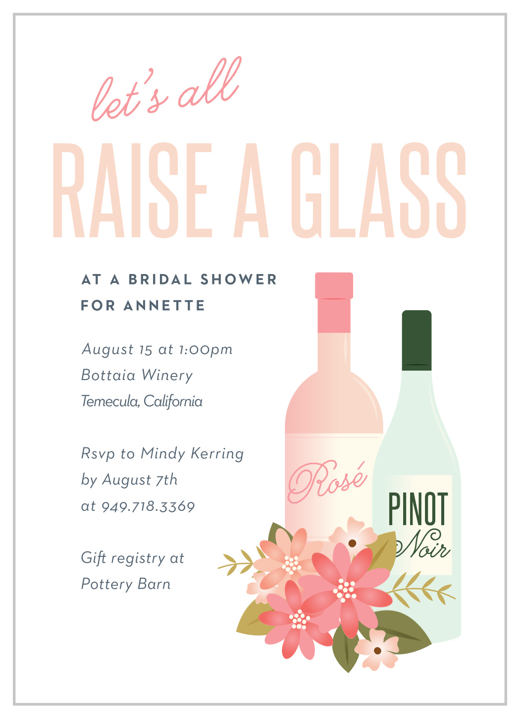 Grapes & Wine Bridal Shower Invitations