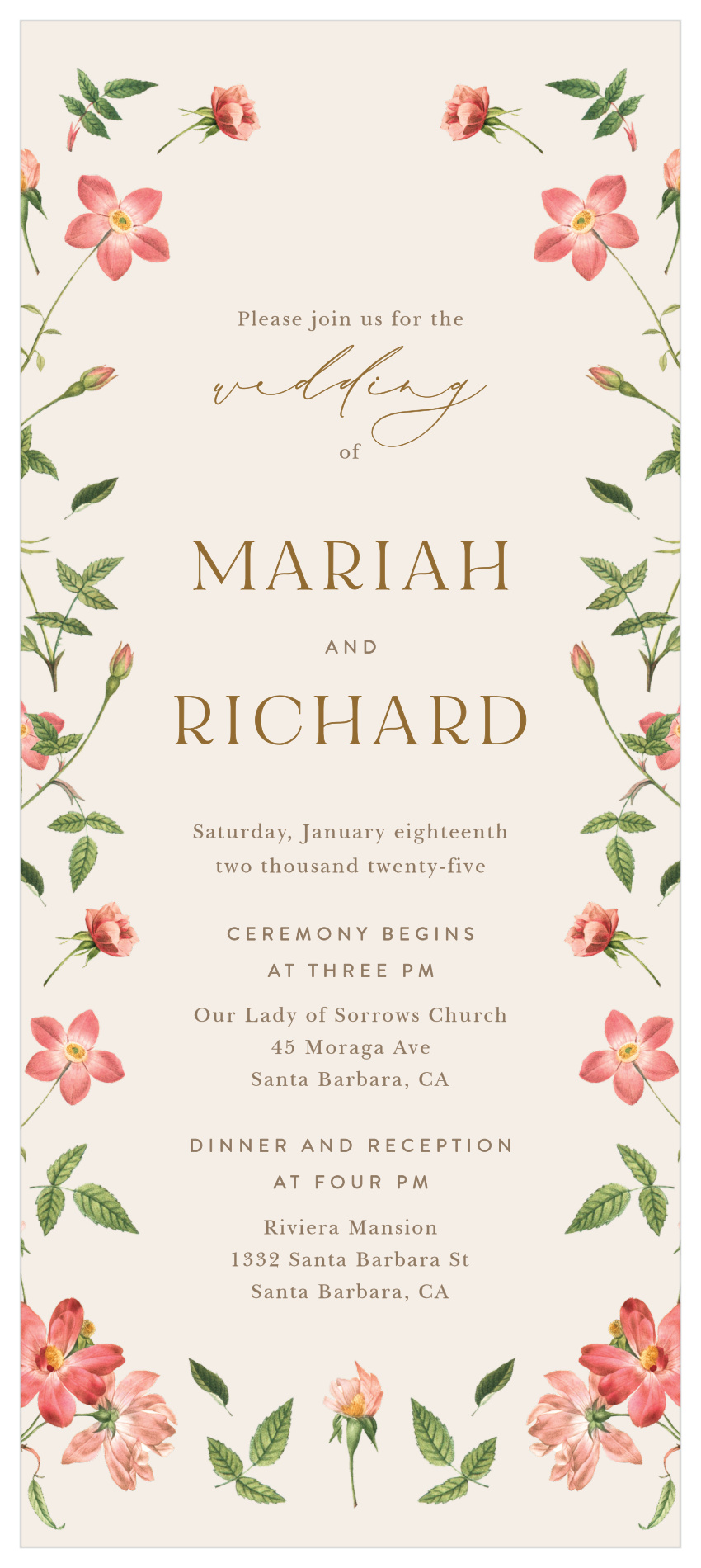 Foraged Florals Tea Wedding Invitations