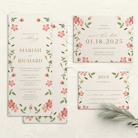 Foraged Florals Tea Wedding Invitations