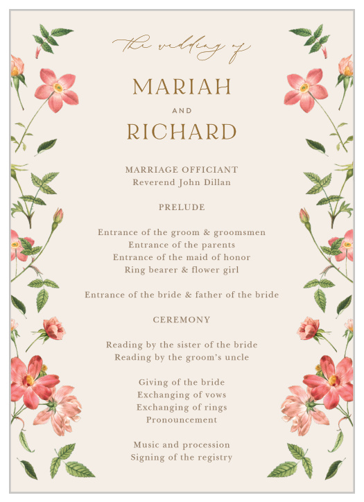 Walk family and friends through each step of your ceremony with our Foraged Florals Wedding Programs.