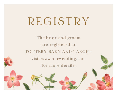 Let family and friends know where you have registered for wedding gifts with our Foraged Florals Registry Cards.