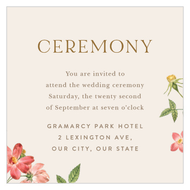 Our Foraged Florals Ceremony Cards bring family and friends together for your special day.