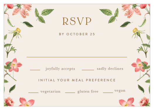 Complete your guestlist for your wedding with the help of our Foraged Florals Response Cards. 