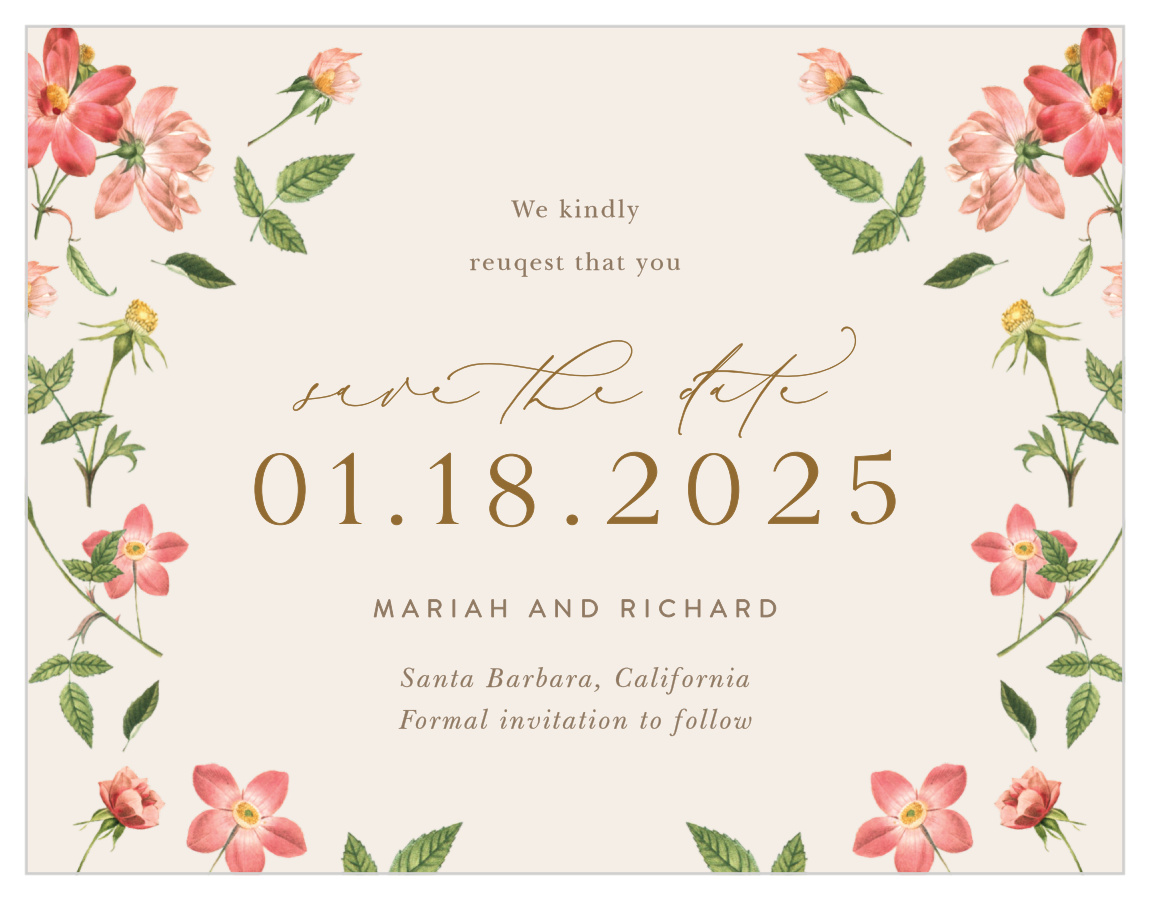 Foraged Florals Save the Date Cards