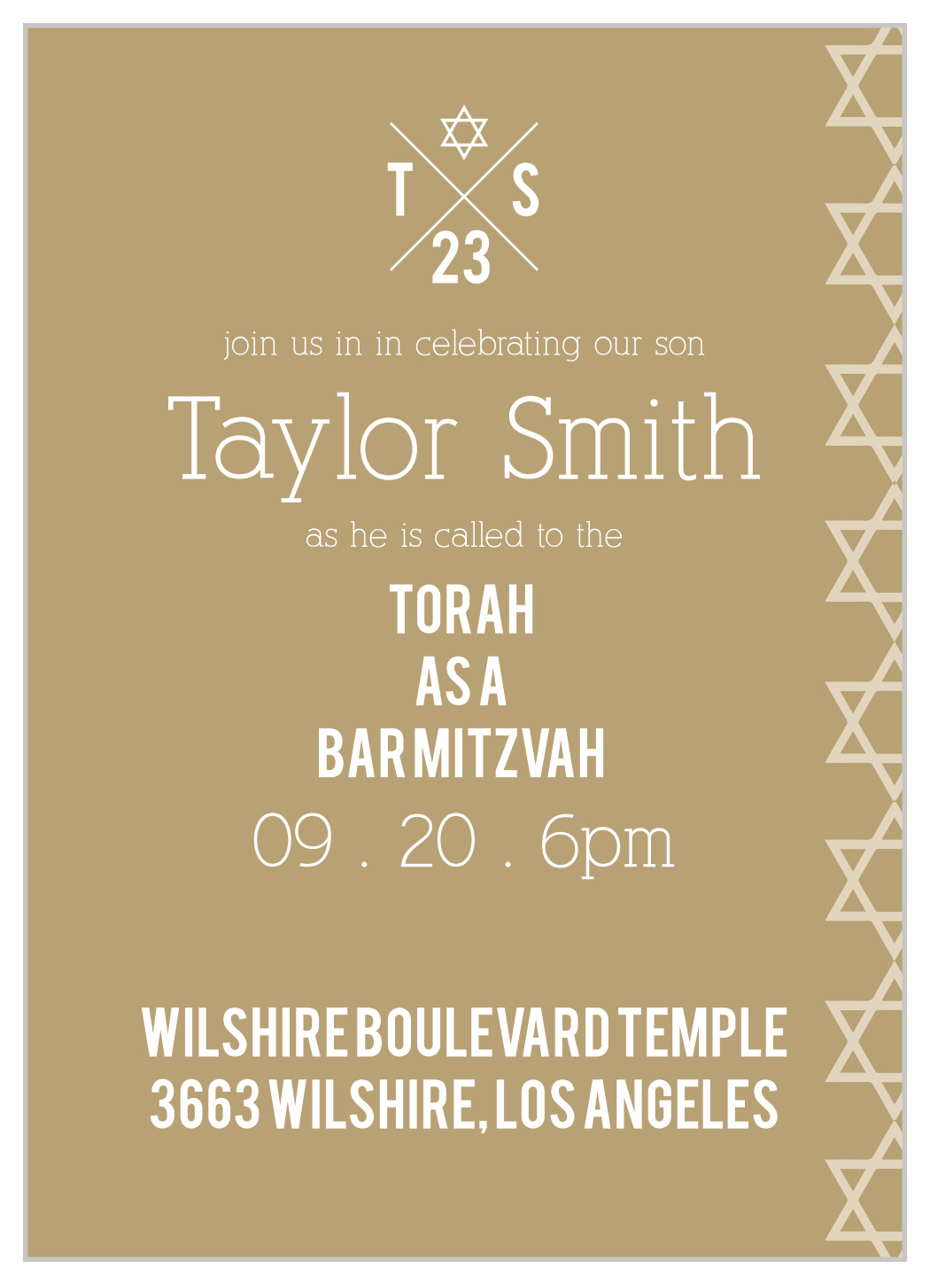 Joyous Monogram Bar Mitzvah Invitations