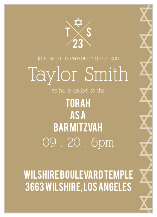 If you're looking for a Bar Mitzvah Invitation that is simple, trendy, and completely customizable, look no further!