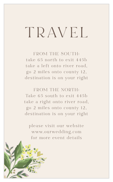 Our Spring Boquet Direction Cards are sure to help family and friends find your wedding venue with ease.
