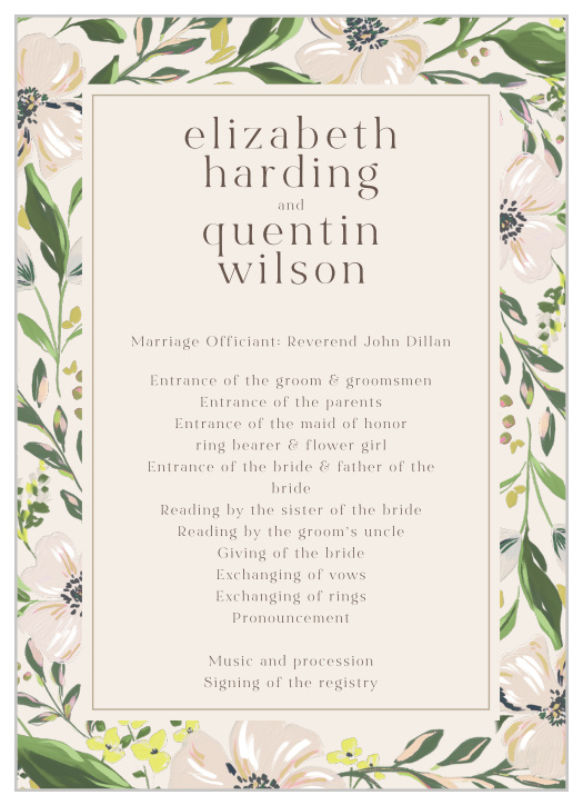 Keep family and friends up-to-date throughout your ceremony with our Spring Bouquet Wedding Programs.