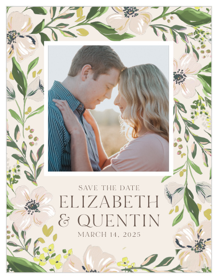 Our Spring Bouquet Wedding Save the Date Cards are the perfect way to announce your upcoming wedding to family and friends.