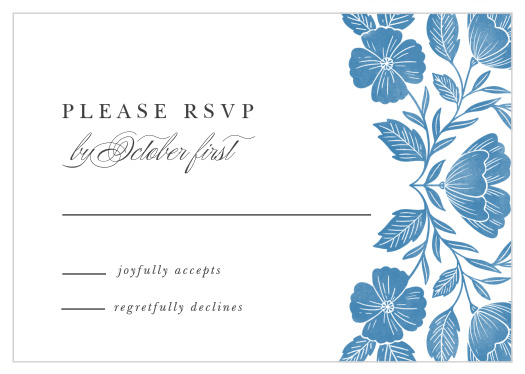 Our Fall in Love Response Cards gather a headcount of every friend and family member that plans to attend your wedding.