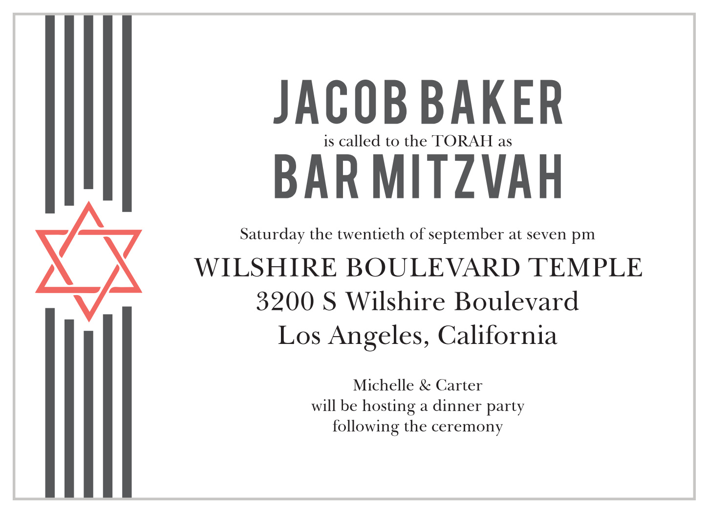Trailing Ribbons Bar Mitzvah Invitations