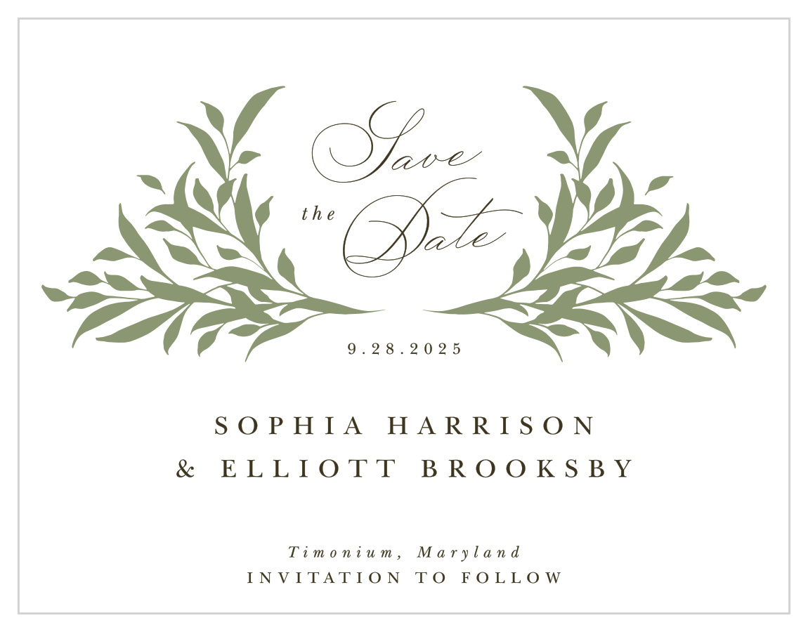 Leafy Crest Save the Date Cards