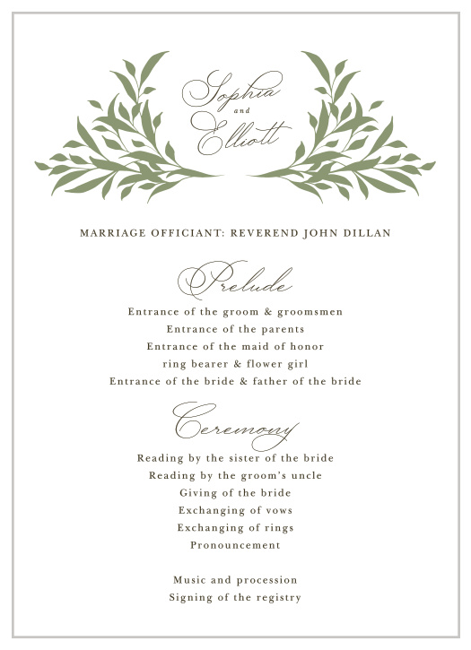 Set the mood for your wedding with our Leafy Crest Wedding Programs.