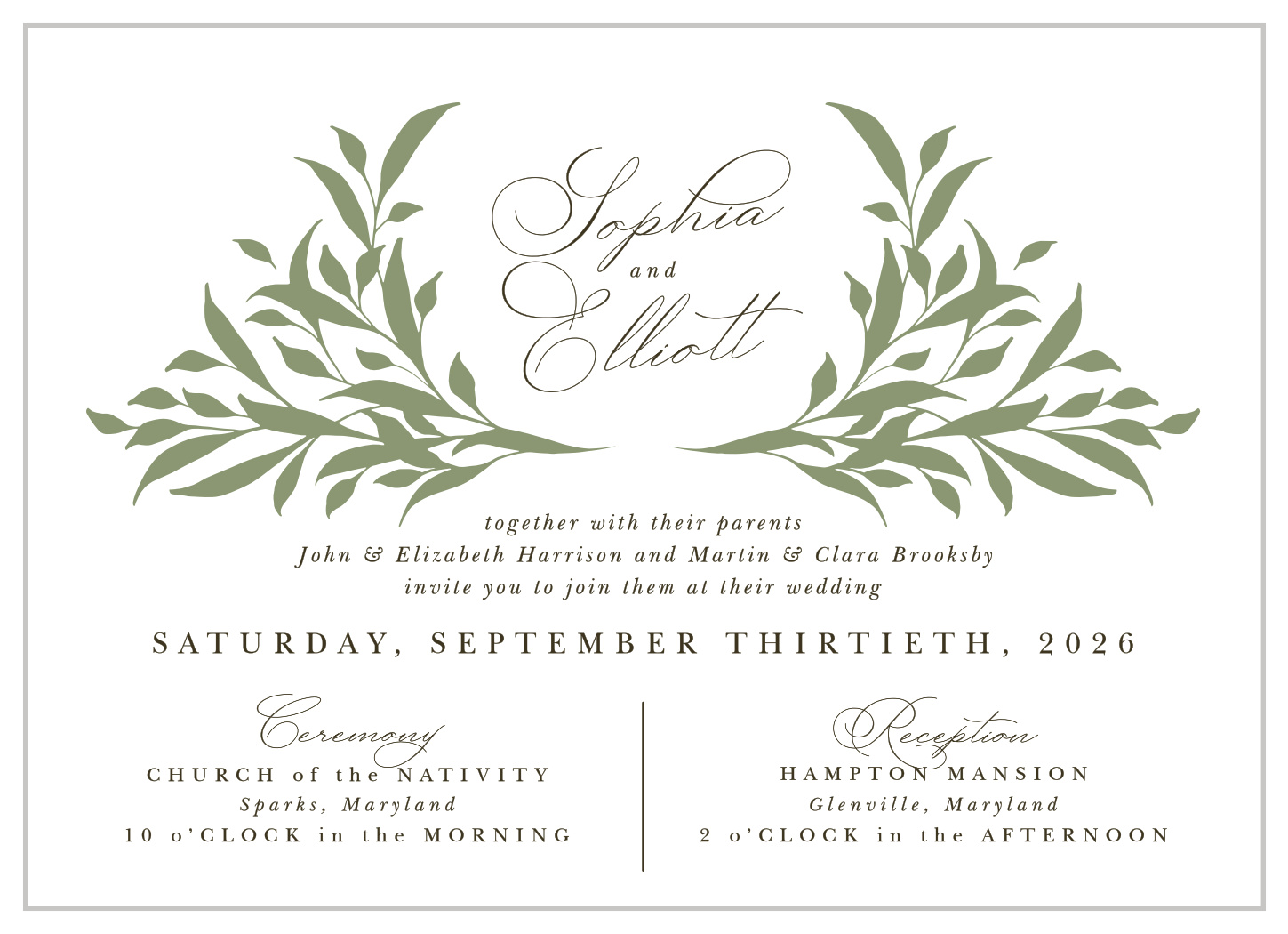 Leafy Crest Wedding Invitations