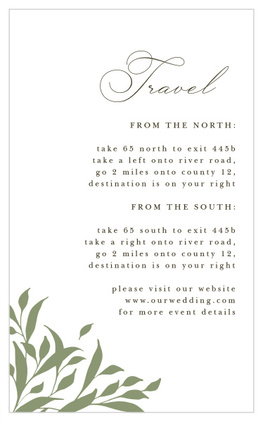 Set the mood for your wedding with our Leafy Crest Direction Cards.