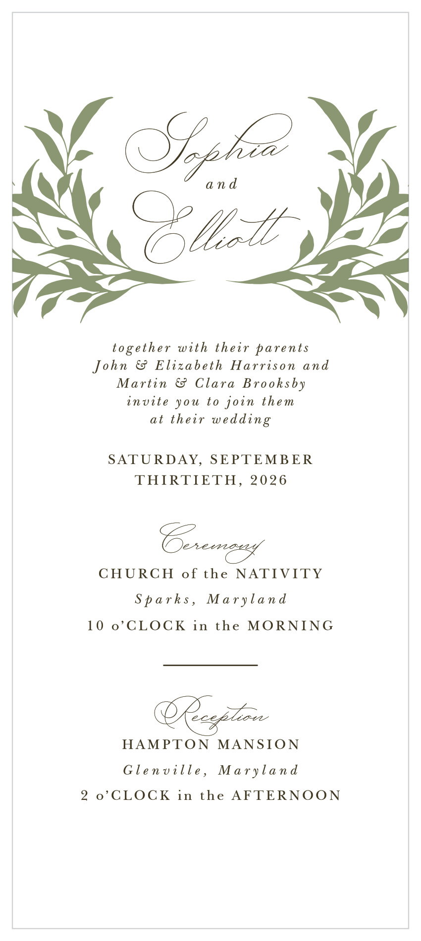 Leafy Crest Tea Wedding Invitations