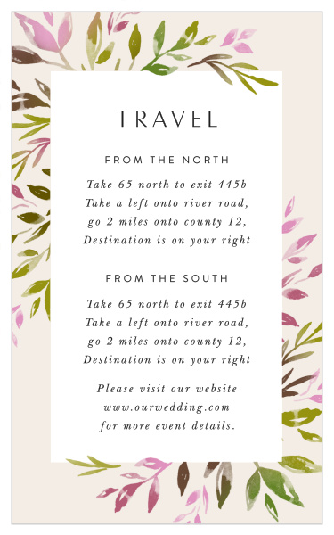 Our Vibrant Foliage Direction Cards help family and friends find your wedding venue with ease.