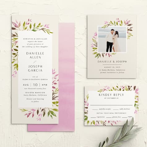 Vibrant Foliage Tea Wedding Invitations
