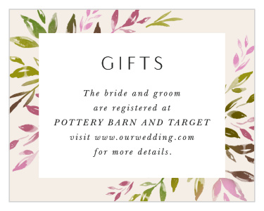 Our Vibrant Foliage Registry Cards let family and friends know where you would like your wedding gifts from. 